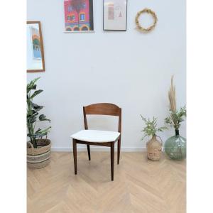 Chaise scandinave vintage Teck & Crème