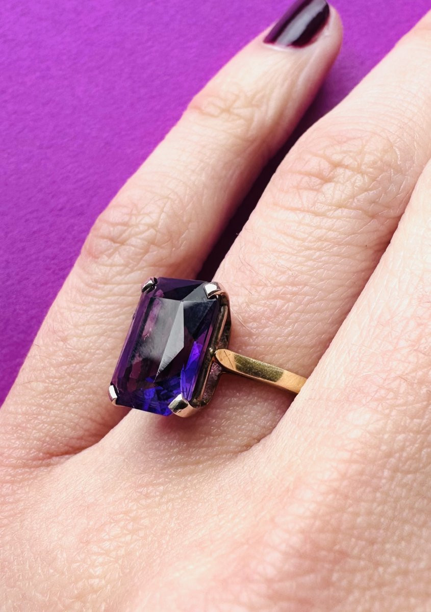 Amethyst Ring In 14k Yellow Gold-photo-4