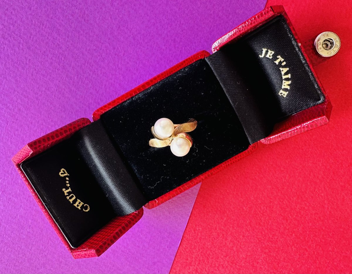 Ring "toi & Moi" In Yellow Gold 18k And Pearls-photo-3