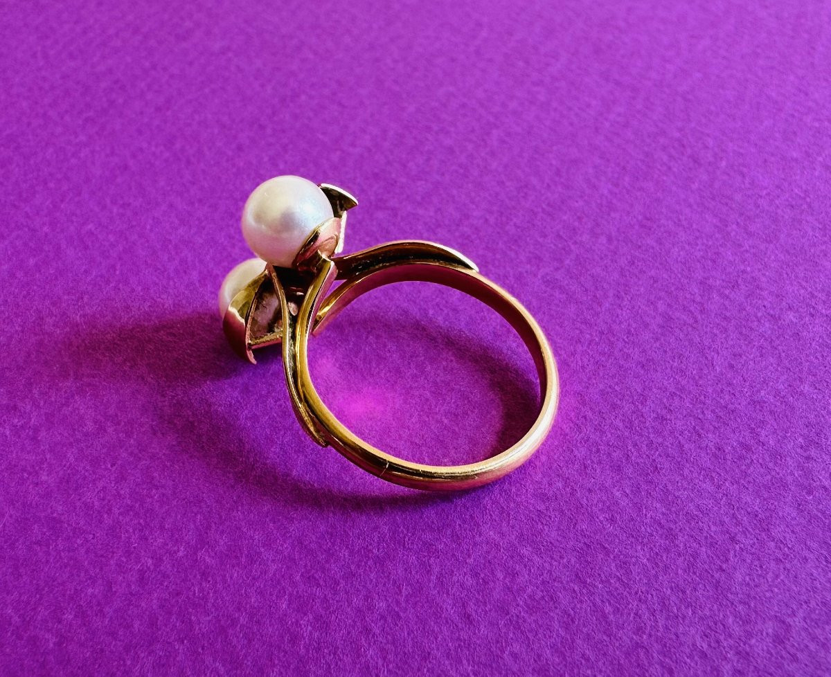 Ring "toi & Moi" In Yellow Gold 18k And Pearls-photo-4