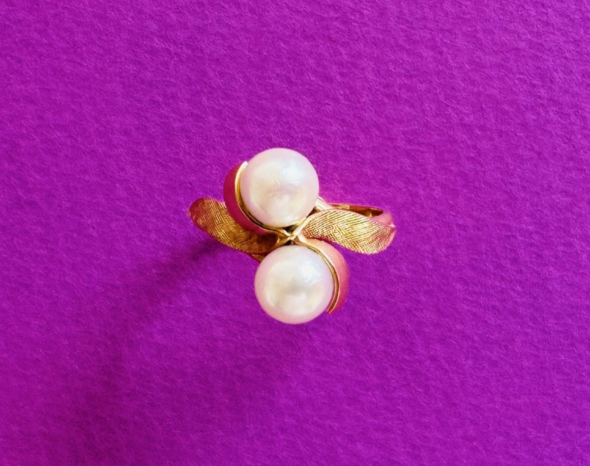 Ring "toi & Moi" In Yellow Gold 18k And Pearls