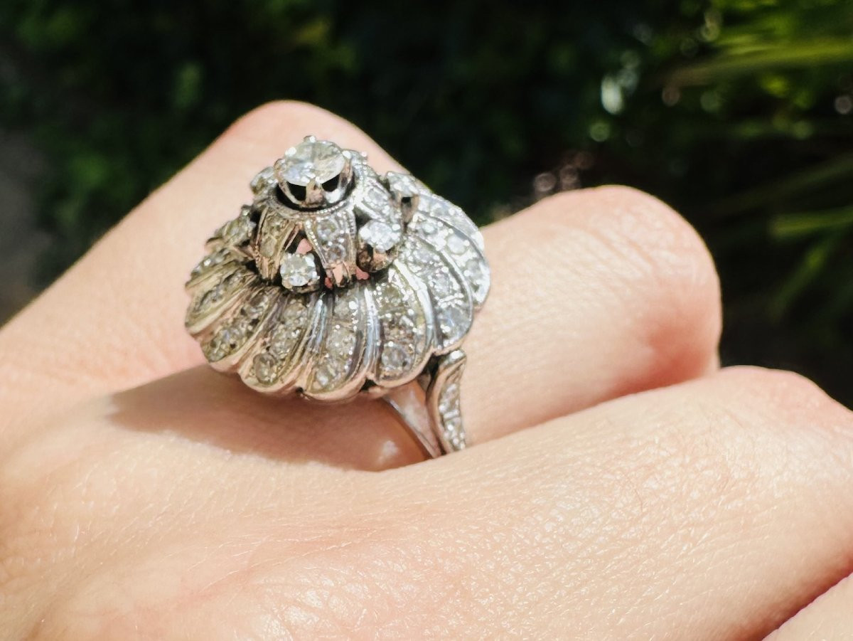 Coktail Ring In White Gold 18k And Diamonds-photo-2