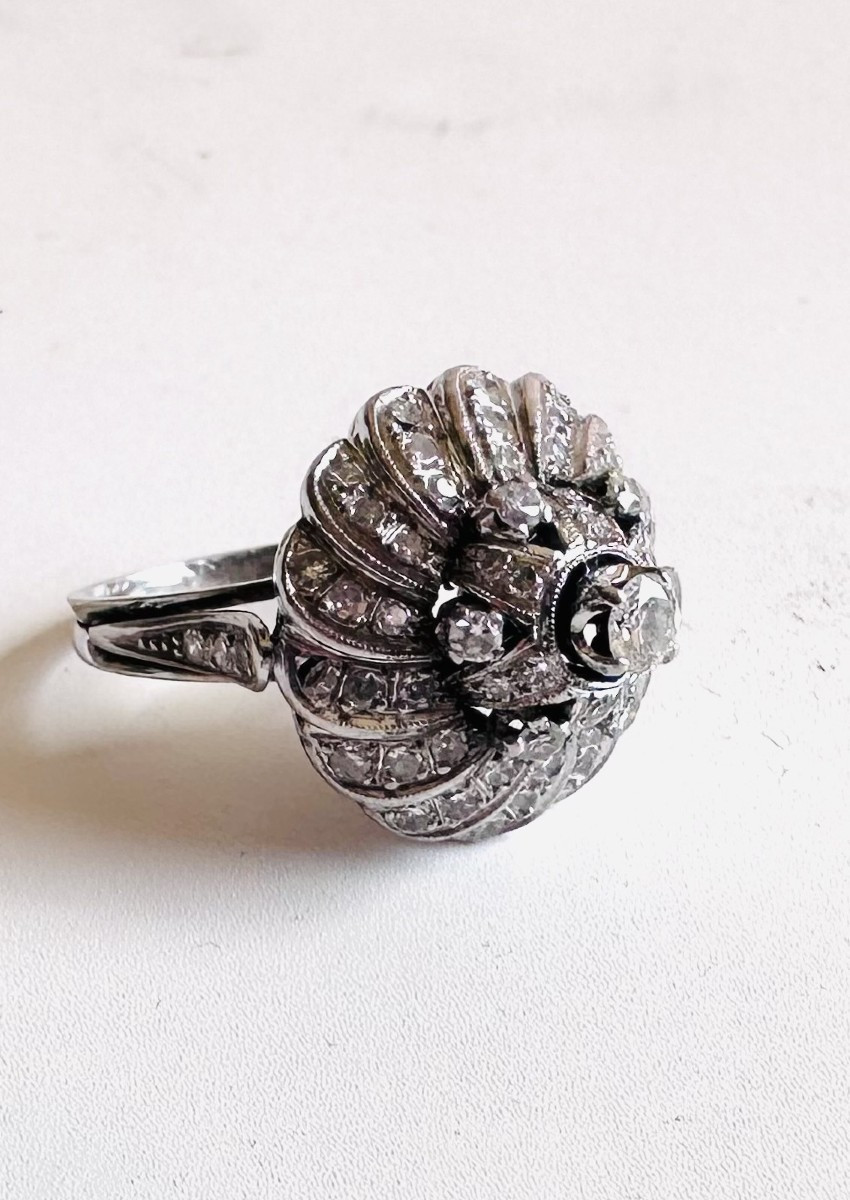 Coktail Ring In White Gold 18k And Diamonds