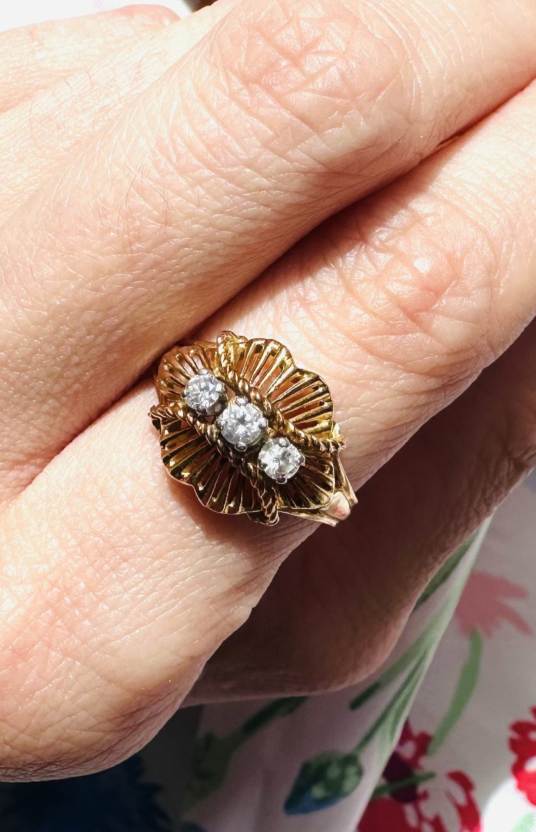 Bague en or jaune 18K et diamants-photo-2