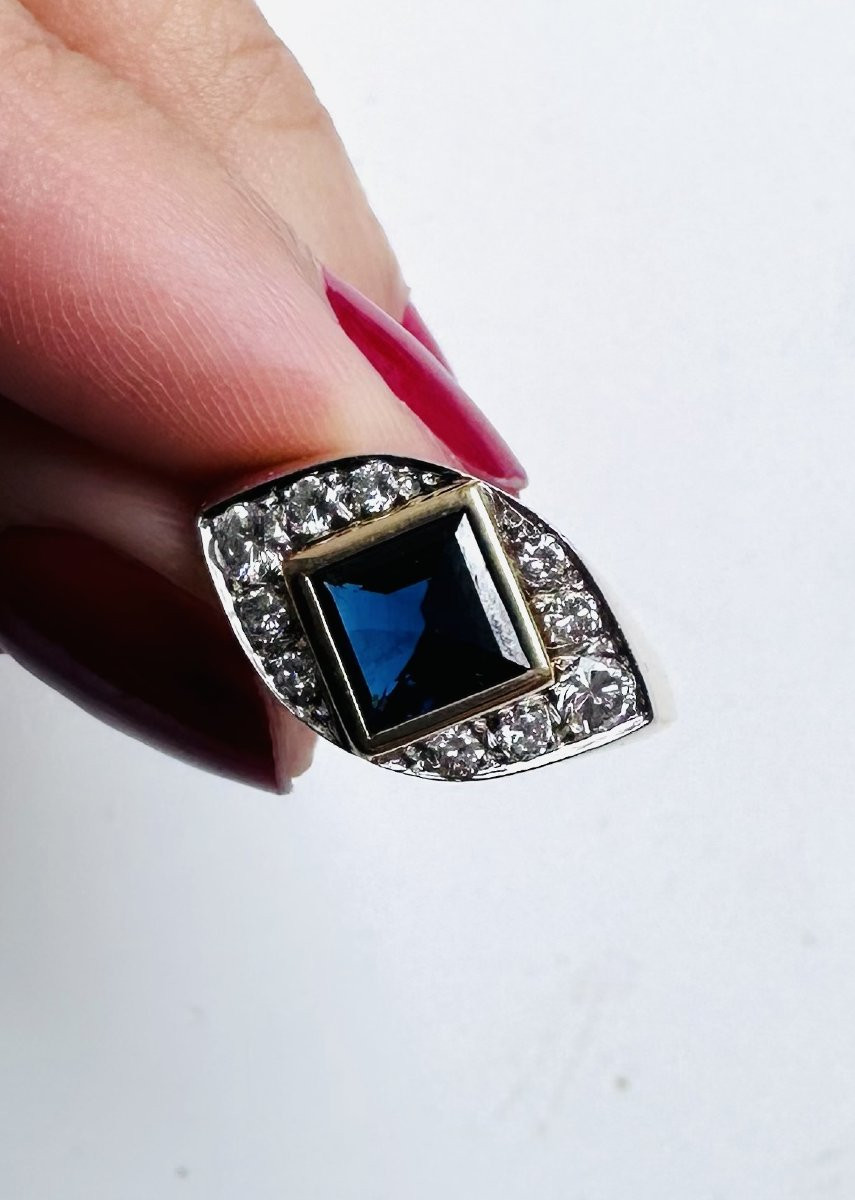 Bague en or jaune 18K et saphir dans le goût de la Maison Hermès-photo-3