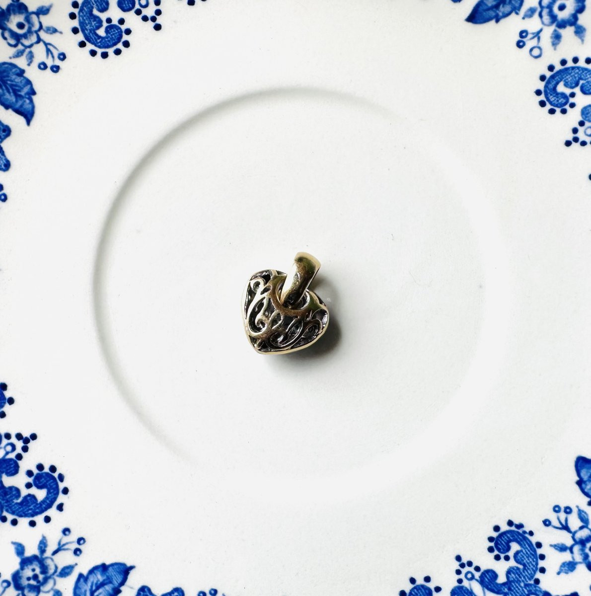 Pendant "heart" In Yellow Gold 18k With Diamands-photo-2