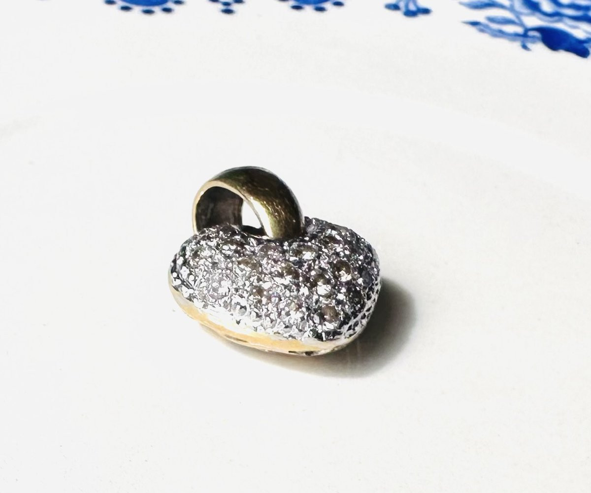 Pendant "heart" In Yellow Gold 18k With Diamands-photo-3