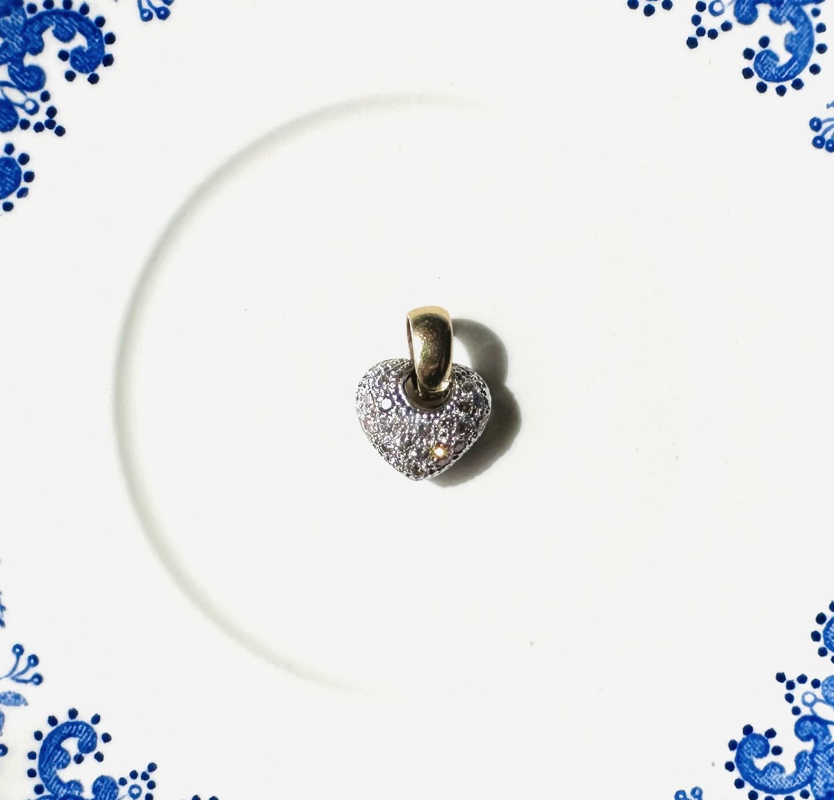 Pendant "heart" In Yellow Gold 18k With Diamands