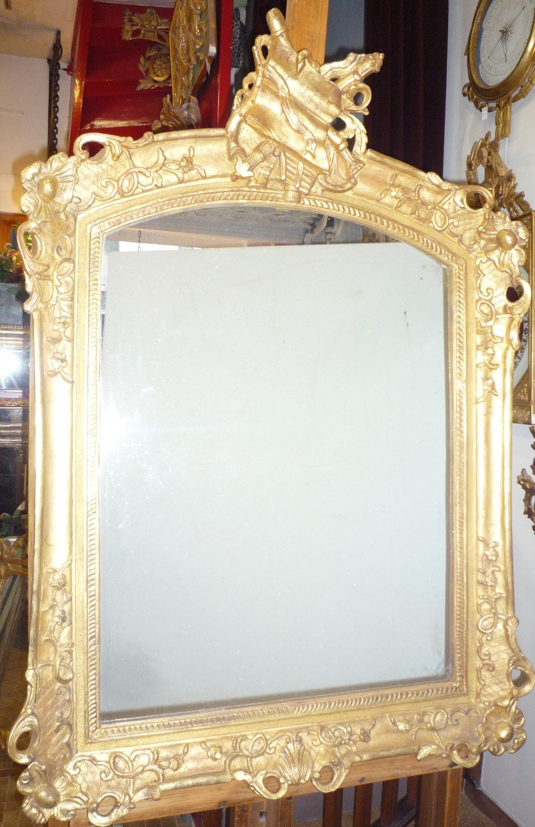 Regency Period Mirror In Gilded Wood-photo-3