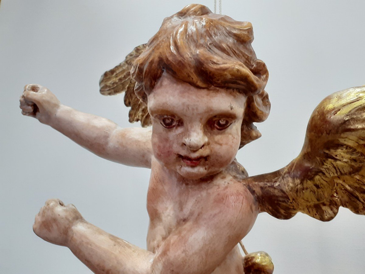 Angel In Carved, Painted And Gilded Wood.-photo-1