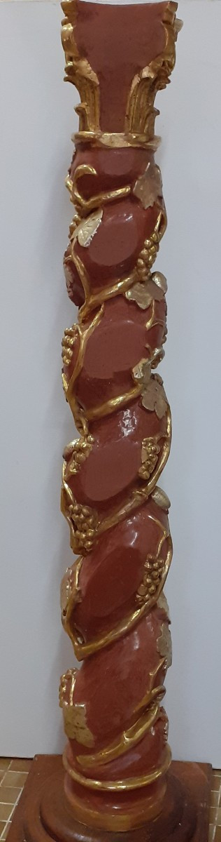 18th Century Gilded And Carved Wooden Column.-photo-2