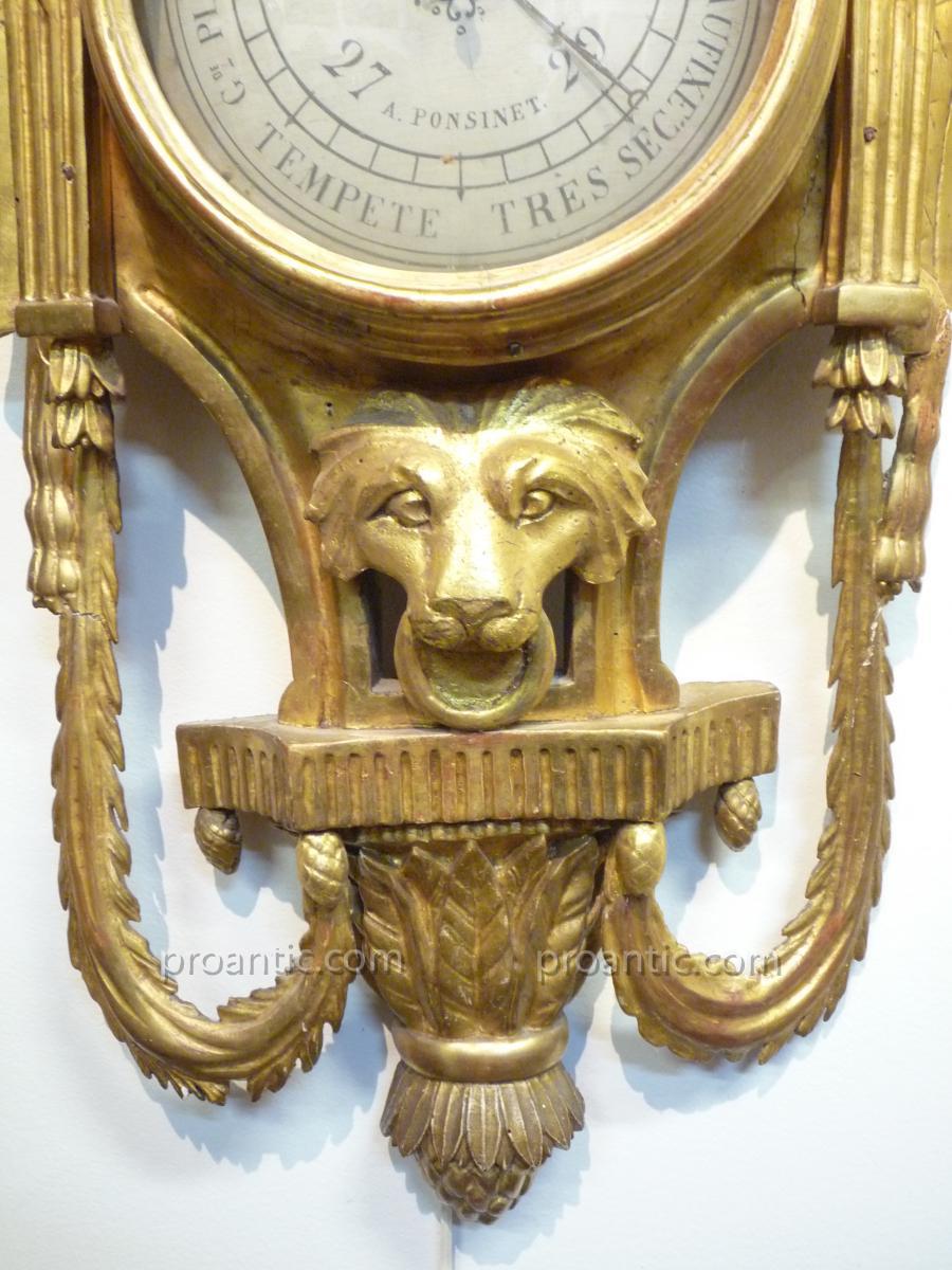 Baromètre en bois doré d'époque Louis XVI-photo-2