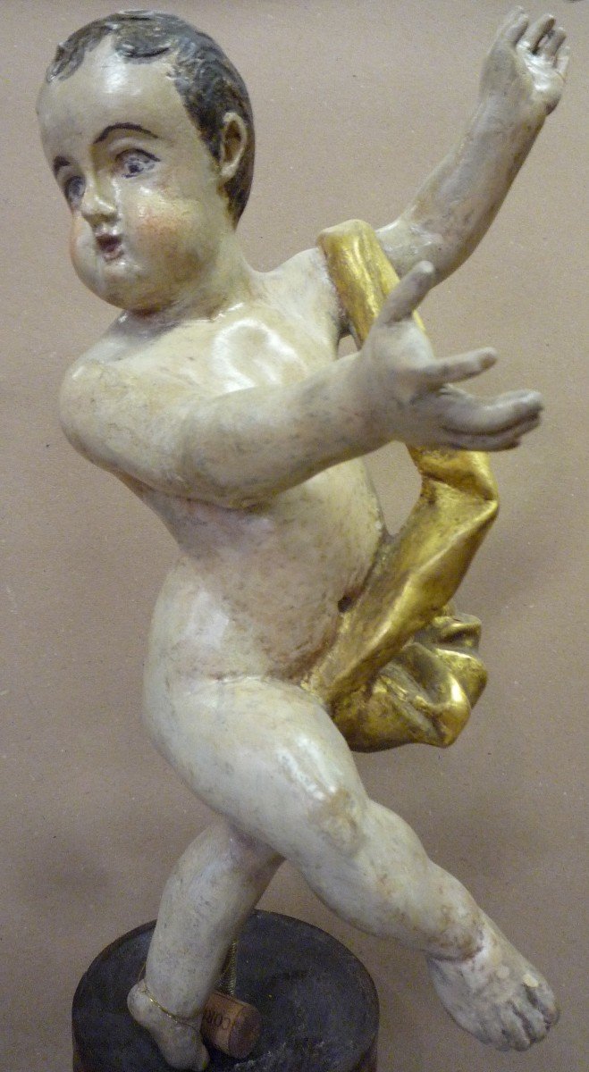 Sculpted Wooden Putto XIXth