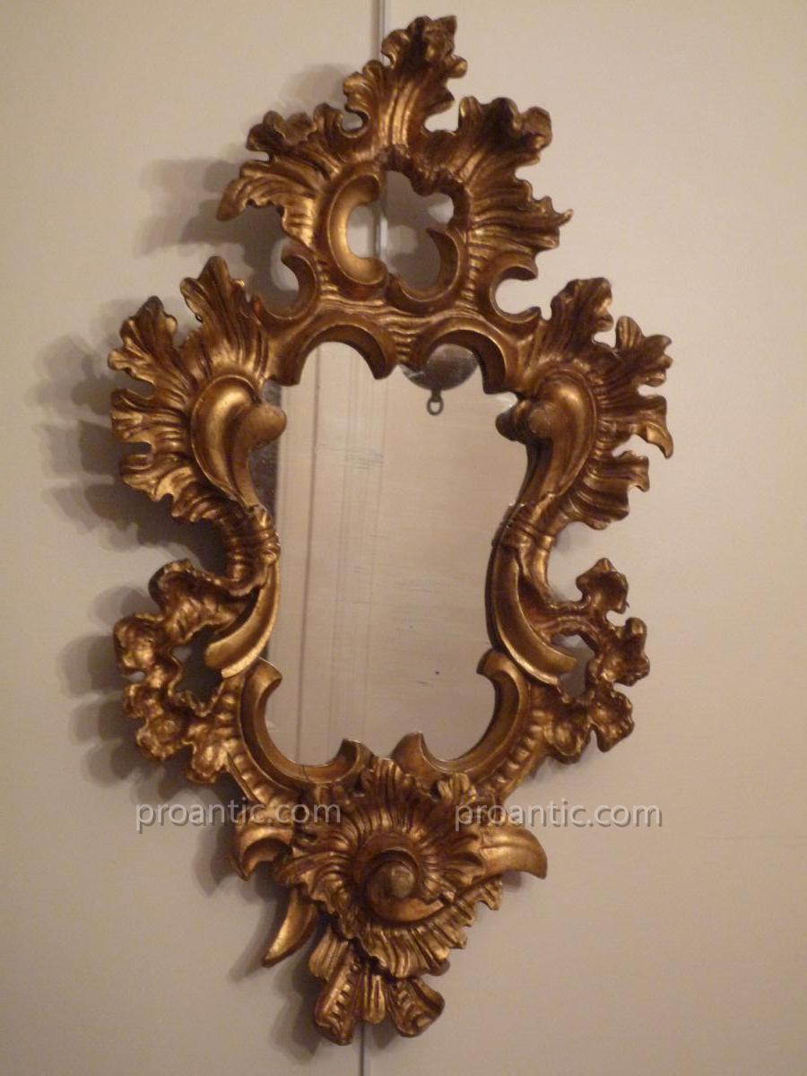 Pair Of Italian Mirrors Carved Wood Late Eighteenth. Old Gilding.-photo-2