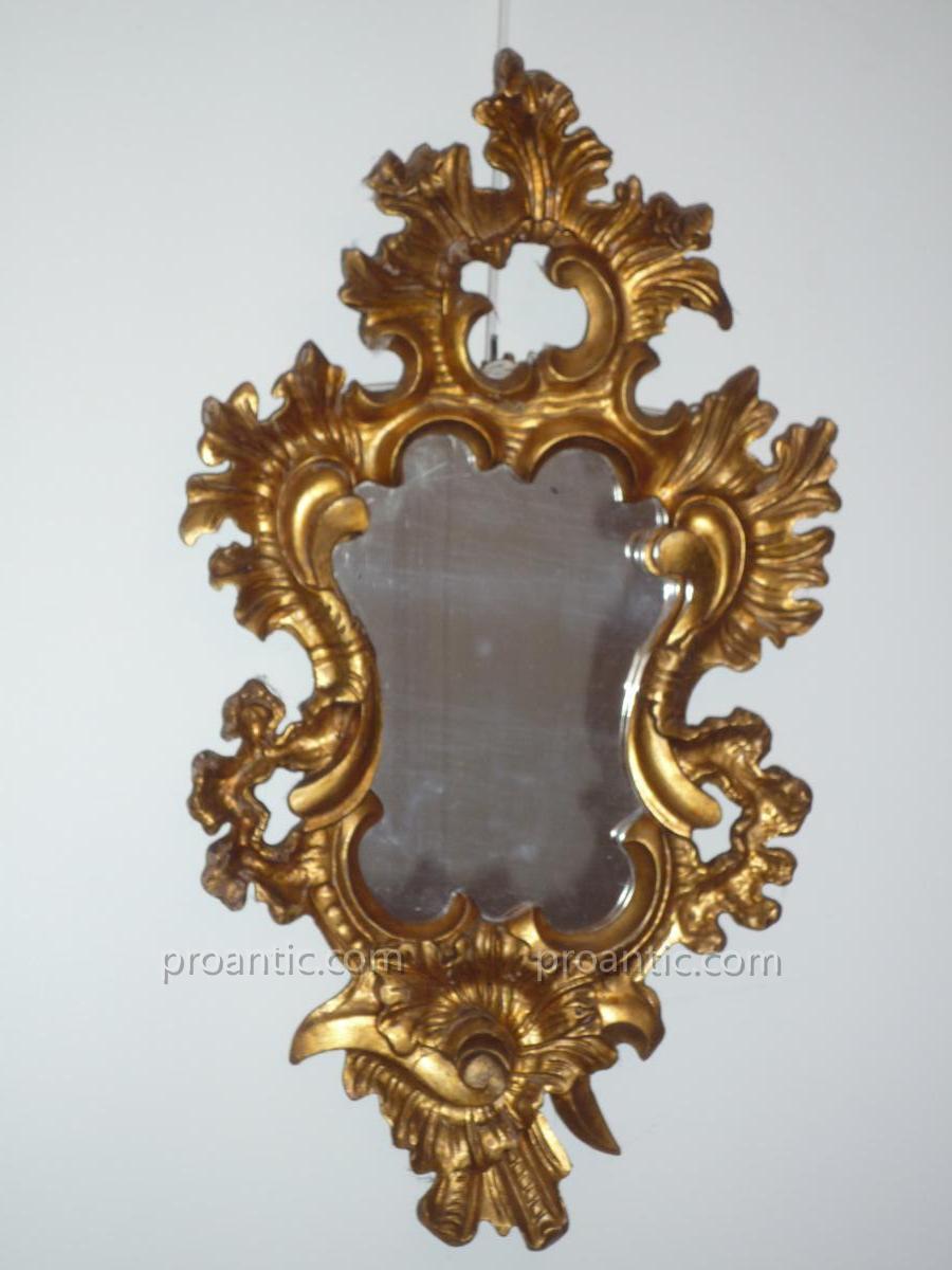 Pair Of Italian Mirrors Carved Wood Late Eighteenth. Old Gilding.-photo-4