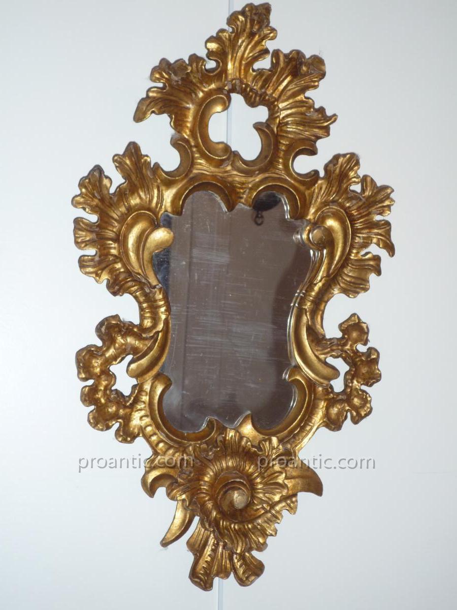 Pair Of Italian Mirrors Carved Wood Late Eighteenth. Old Gilding.-photo-1