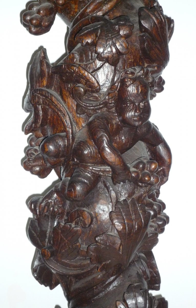Pair Of 18th Century Carved Wooden Columns.-photo-2