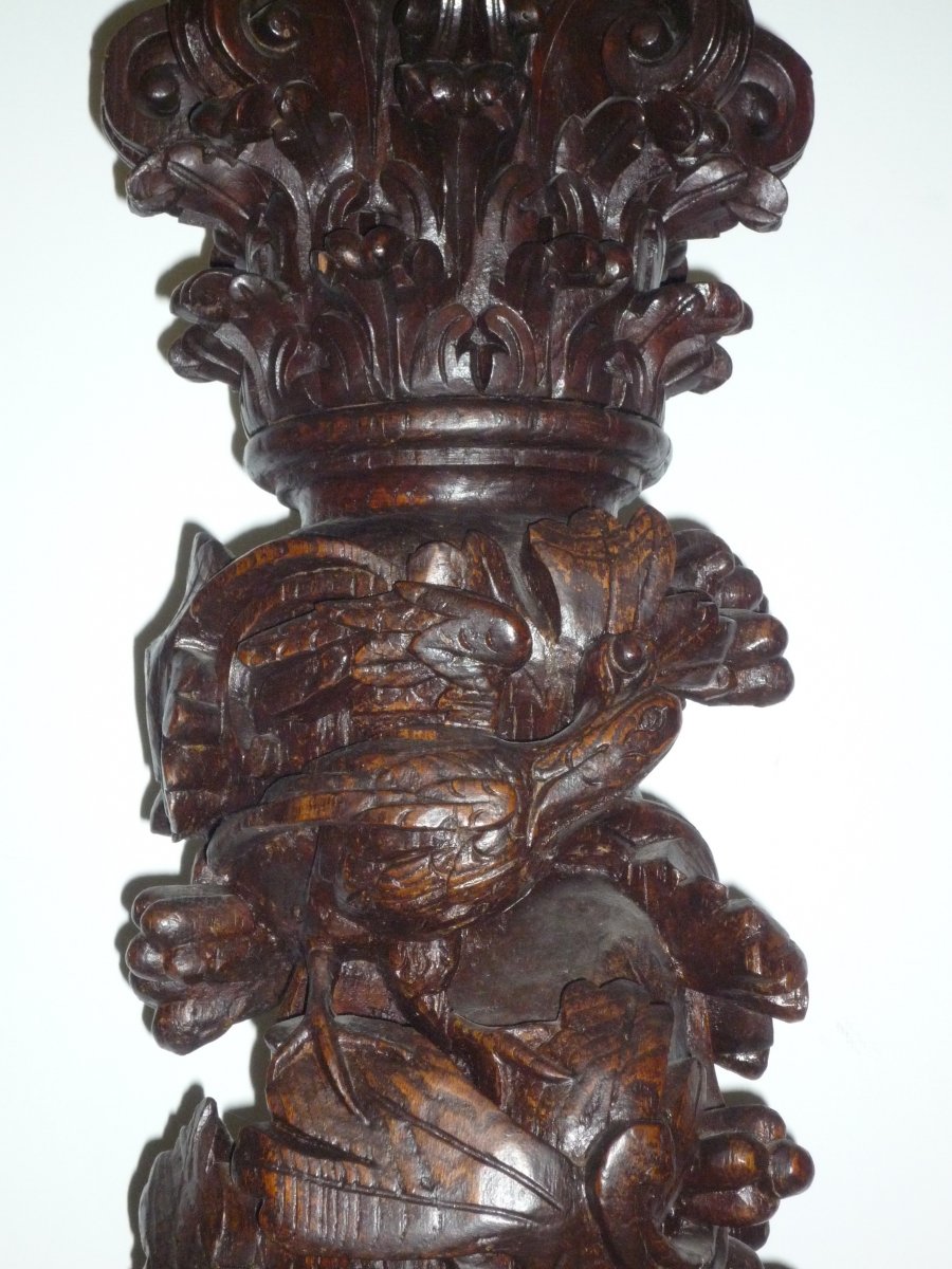 Pair Of 18th Century Carved Wooden Columns.-photo-2