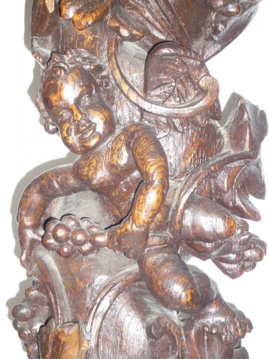 Pair Of 18th Century Carved Wooden Columns.-photo-4