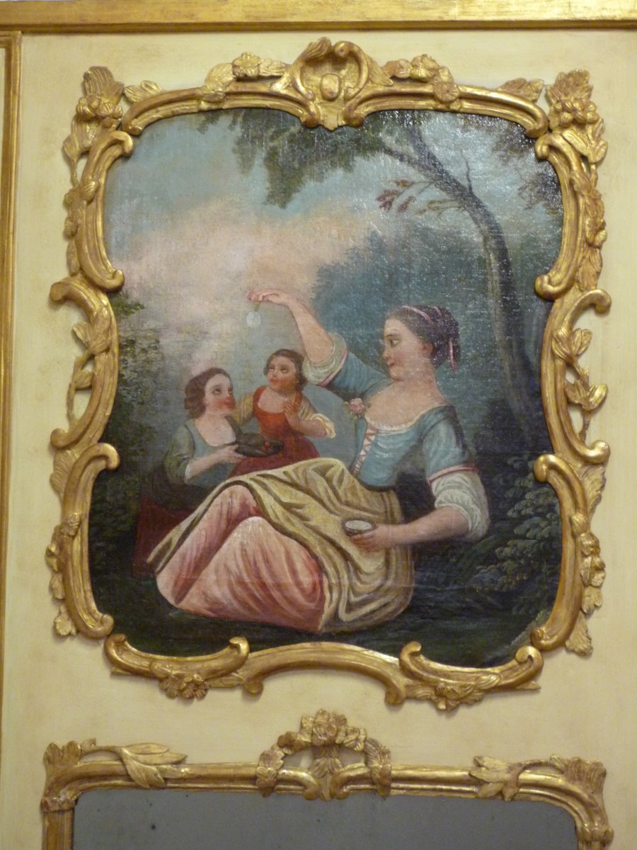 Louis XVI Period Trumeau In Carved And Gilded Wood.-photo-2