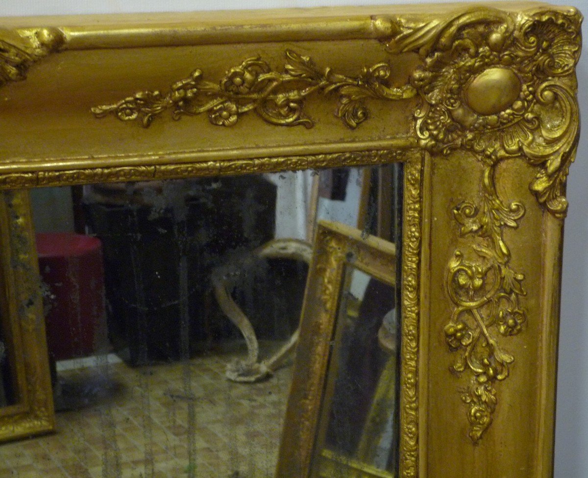 Miroir d'époque Restauration début 19e siècle en bois doré -photo-2