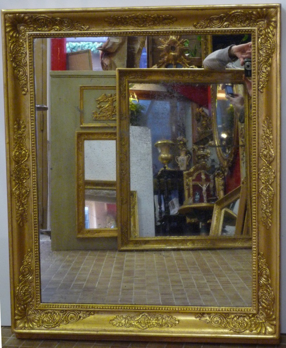 Empire Period Mirror In Golden Wood