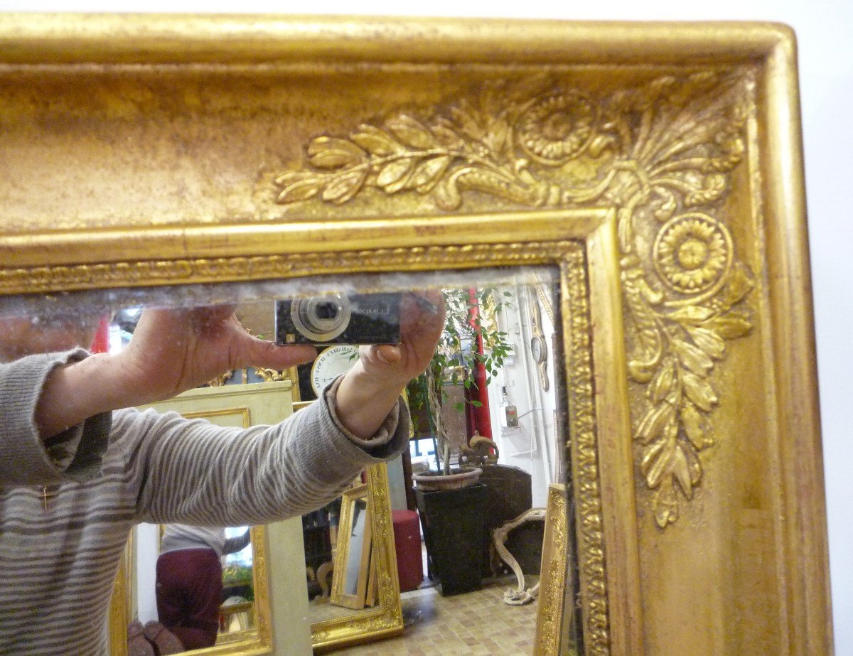 Empire Period Mirror In Gilded Wood-photo-2