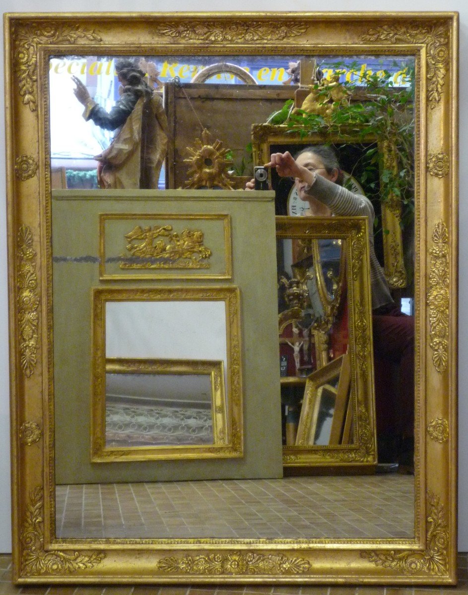 Empire Period Mirror In Gilded Wood