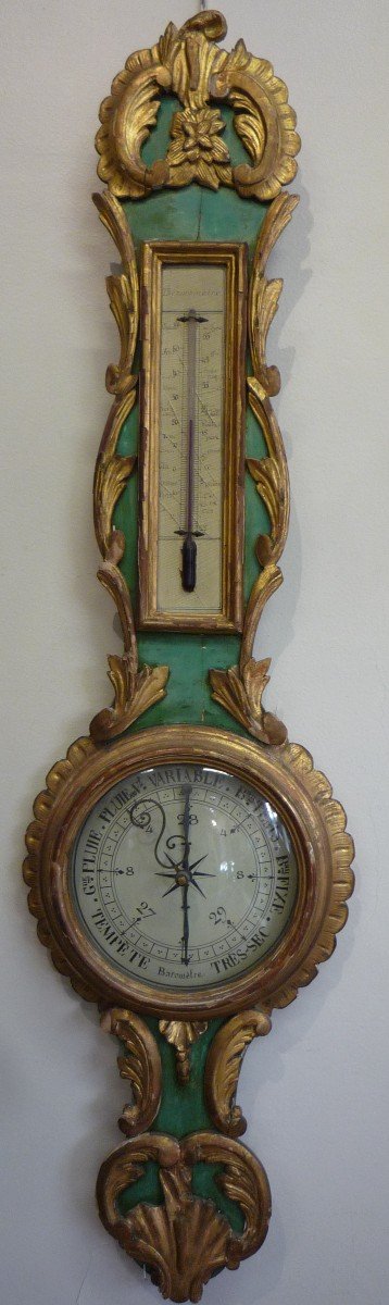 Louis XV Style Barometer In Gilded Carved Wood