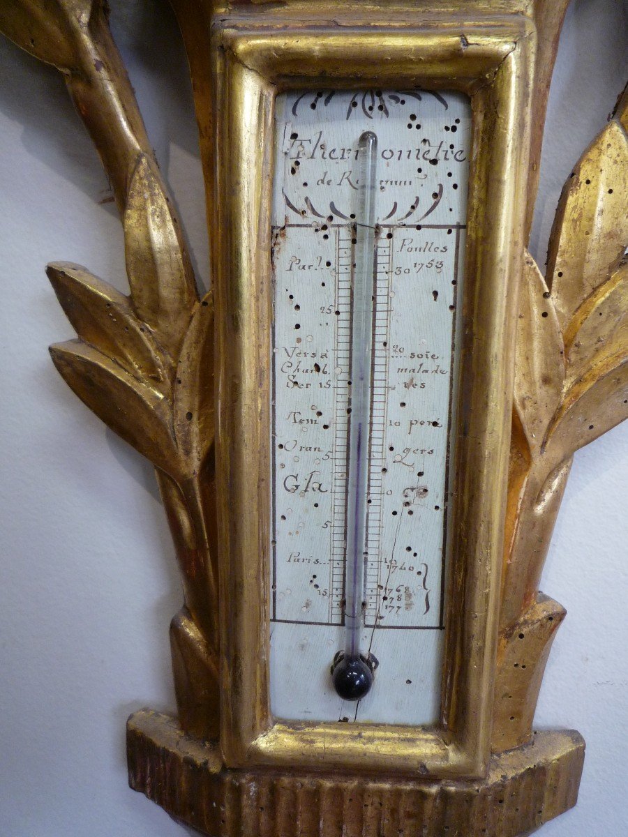 Barometer From The Louis XVI Period In Carved Gilded Wood-photo-3