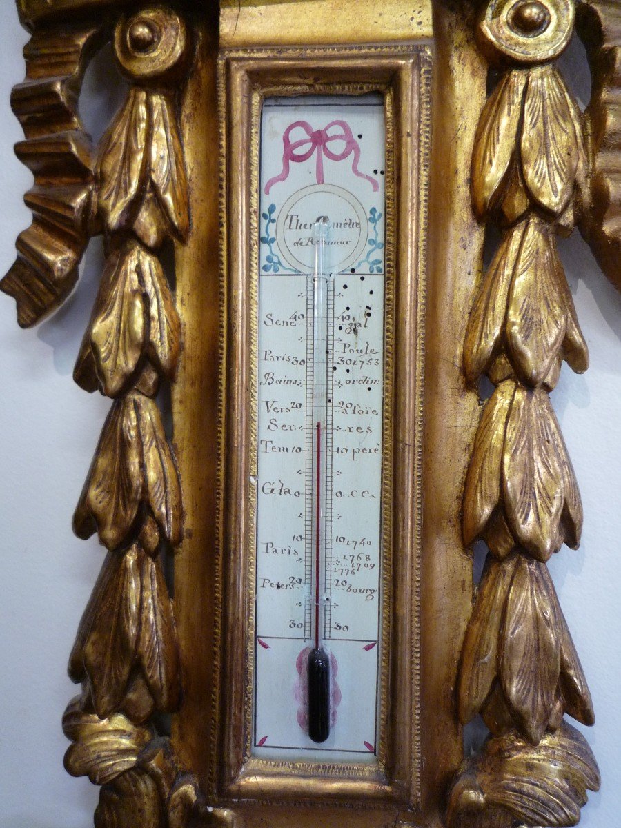 Barometer From The Louis XVI Period In Carved Gilded Wood-photo-2