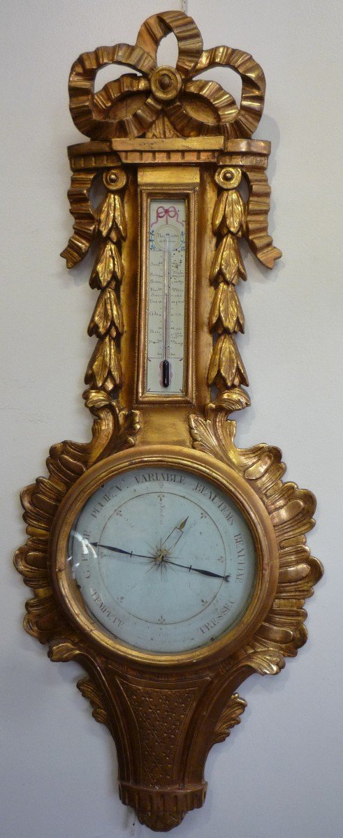 Barometer From The Louis XVI Period In Carved Gilded Wood
