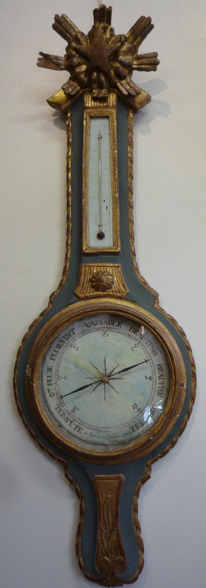 Barometer From The Louis XVI Period In Carved Gilded Wood