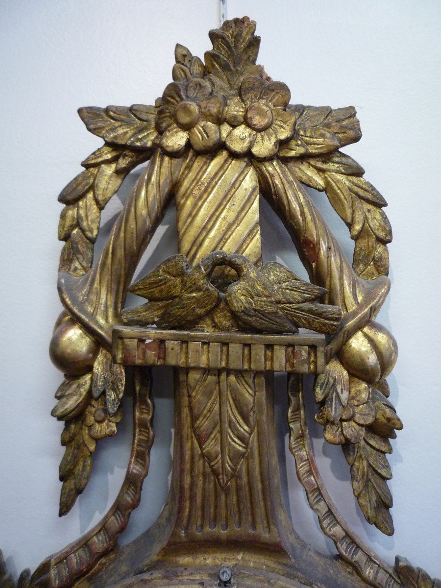 Baromètre d'époque Louis XVI en bois sculpté doré-photo-3