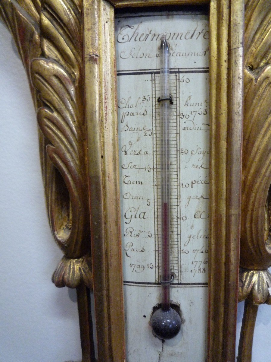 Barometer From The Louis XVI Period In Carved Gilded Wood-photo-4