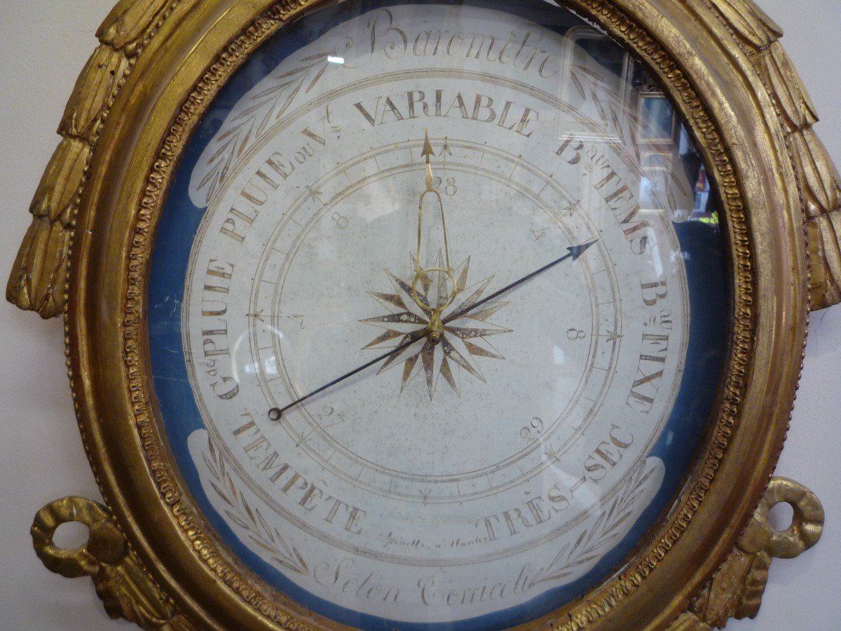 Barometer From The Louis XVI Period In Carved Gilded Wood-photo-3