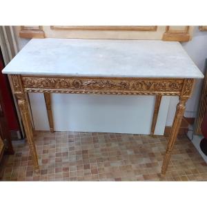 18th Century Gilded And Carved Wooden Console Table.