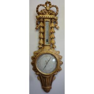 Louis XV Style Barometer In Gilded Carved Wood