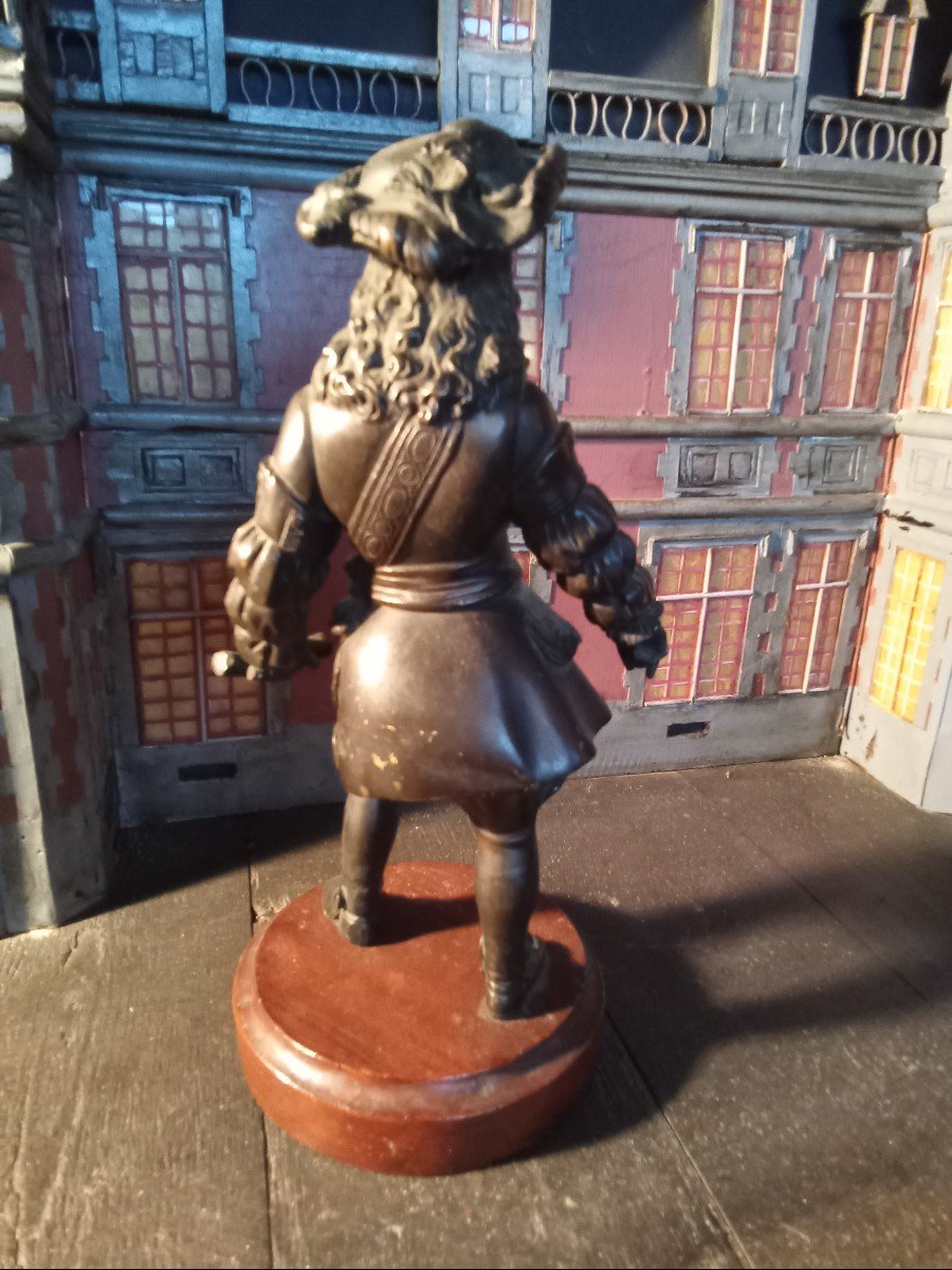Bronze Statuette With Patina "marshal Of France Under Louis The Great"-photo-4