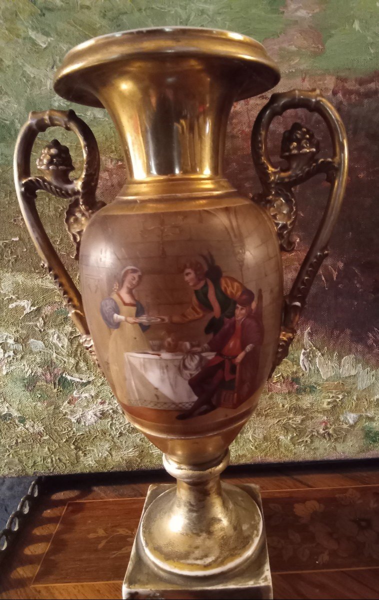 Paire De Vases Porcelaine De Paris XIX ème -photo-1