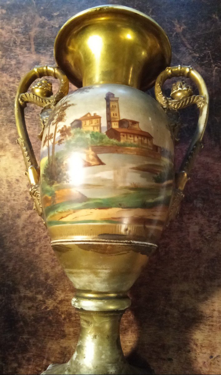Paire De Vases Porcelaine De Paris XIX ème -photo-7