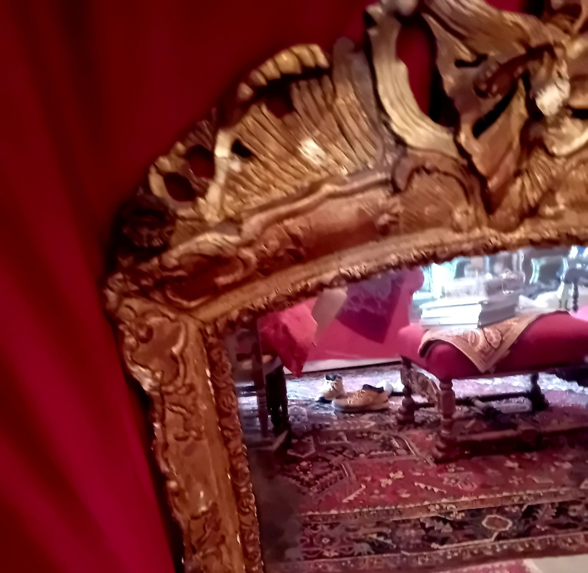 Regency Mirror Carved Wood And Gilded Stucco. Napoleon III Period. -photo-3