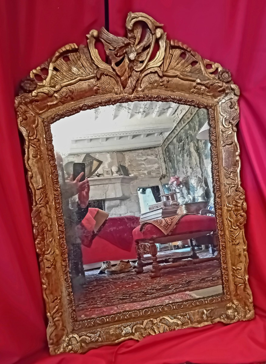 Regency Mirror Carved Wood And Gilded Stucco. Napoleon III Period. 