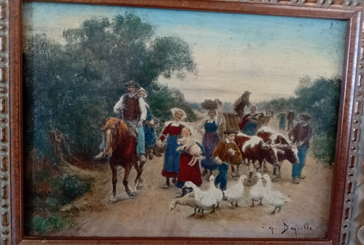 Retour du marché"  d'après  Théophile Deyrolle 