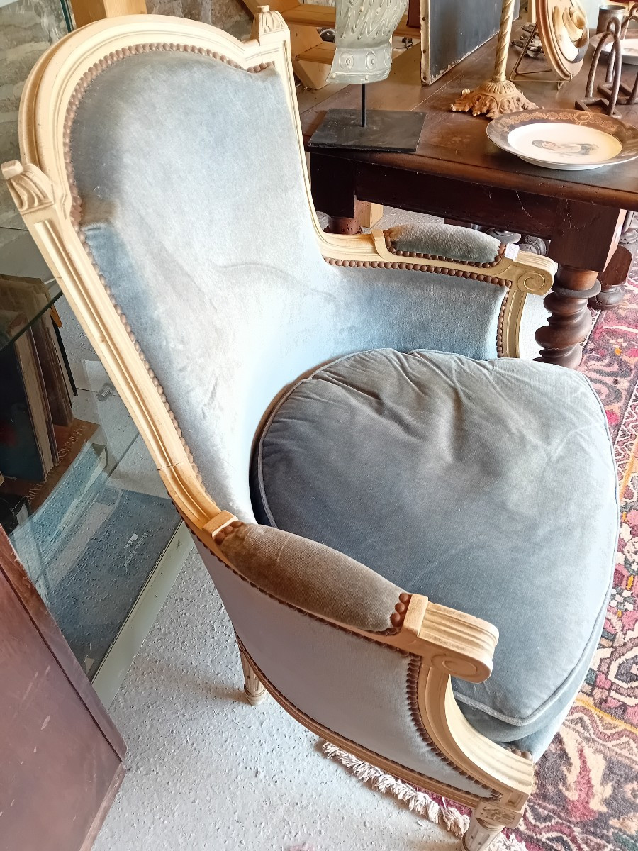 Pair Of Antique Bergères à La Reine , Louis XVI Style .-photo-2