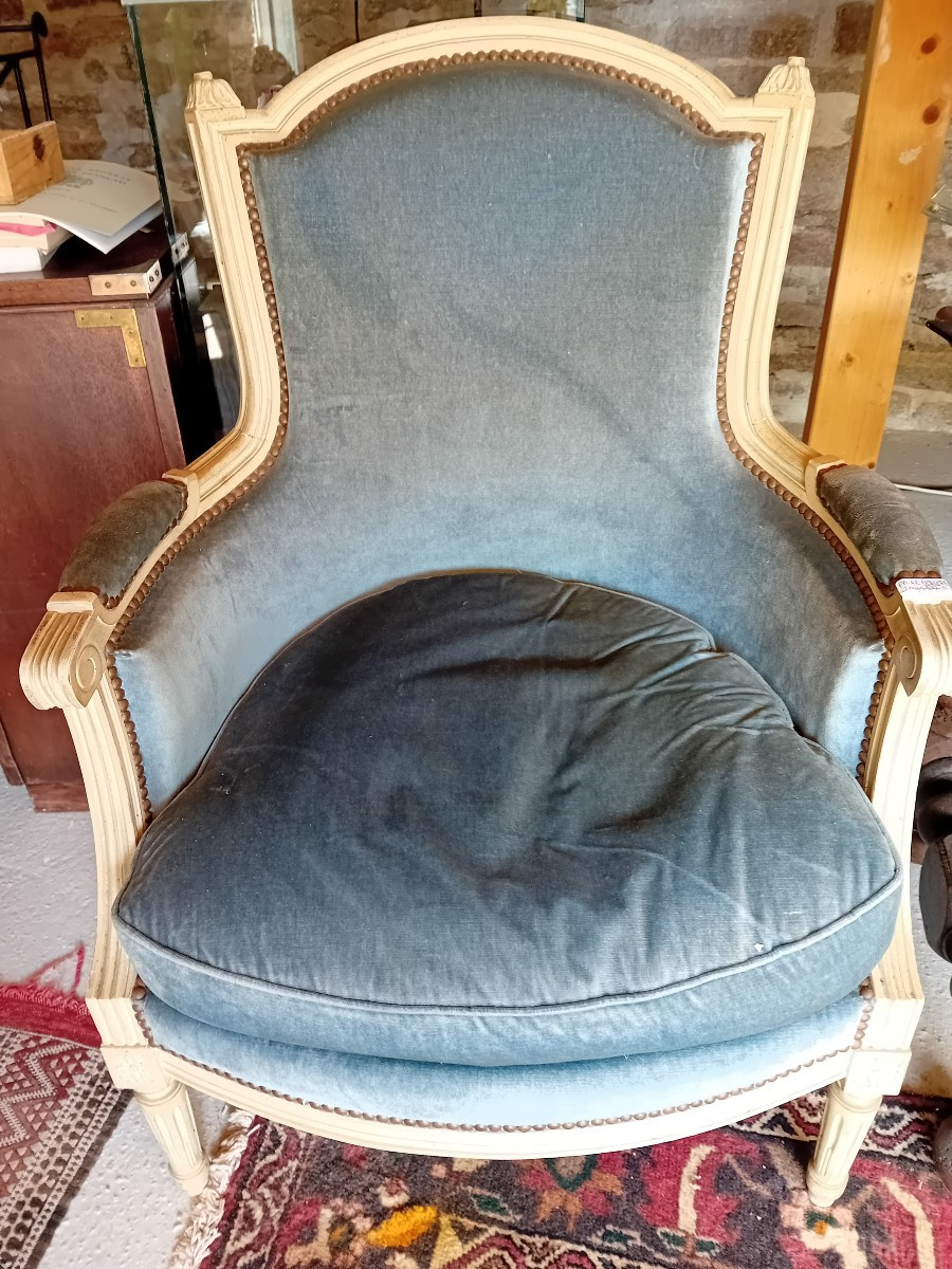 Pair Of Antique Bergères à La Reine , Louis XVI Style .-photo-4