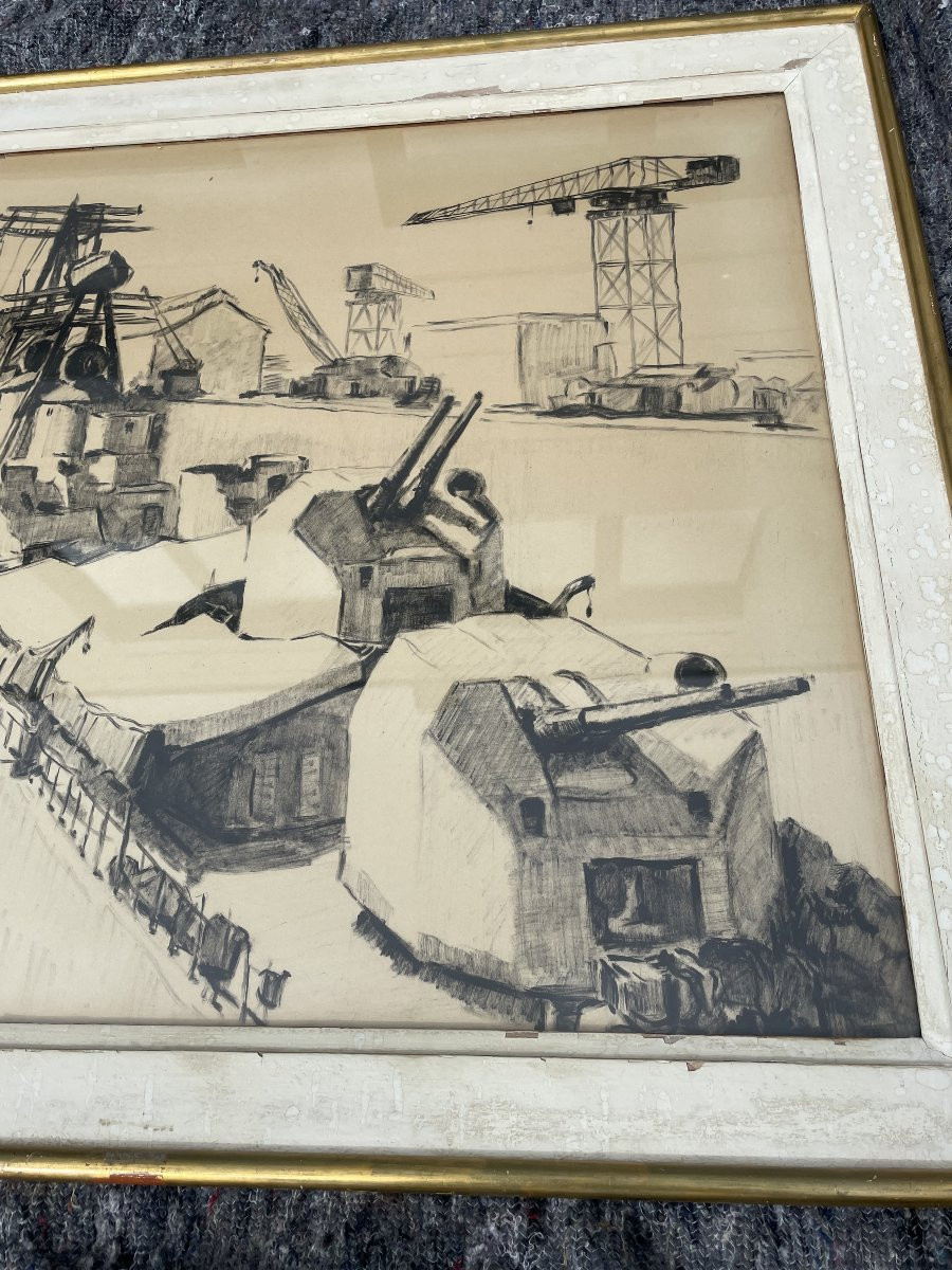 GUSTAVE HERVIGO  Bateau en calle sèche à Toulon -photo-2