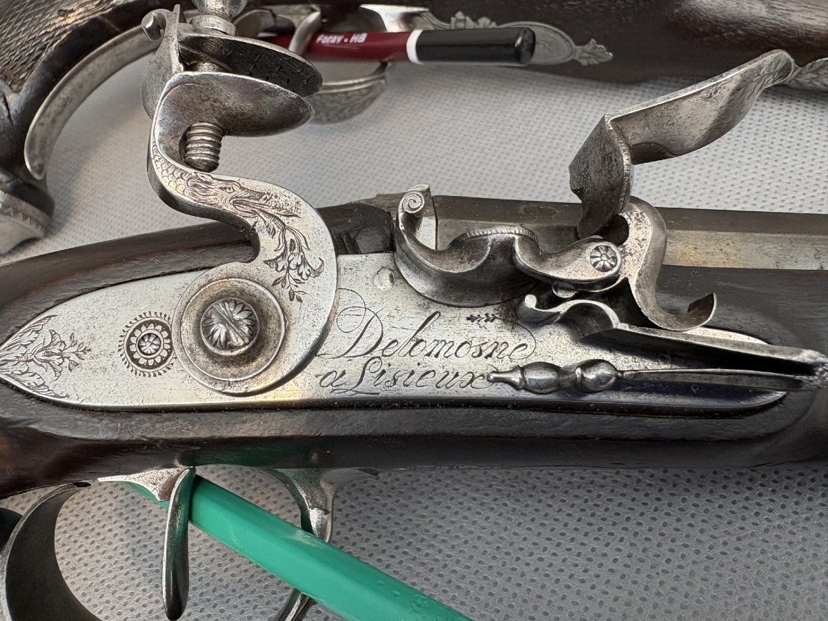 Pair Of Consulate/empire Officer's Pistols, Arquebusier Delomosne-photo-3