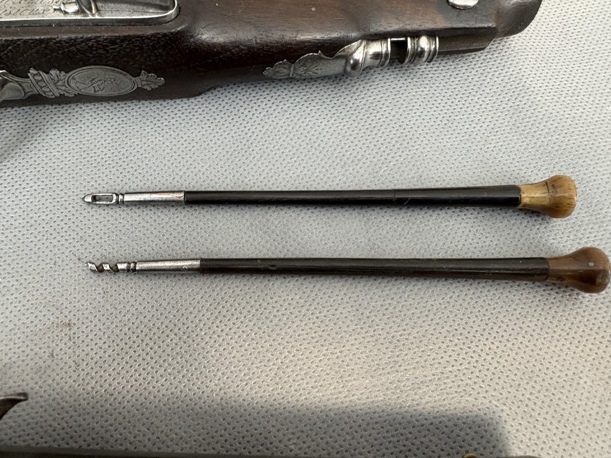 Pair Of Consulate/empire Officer's Pistols, Arquebusier Delomosne-photo-7