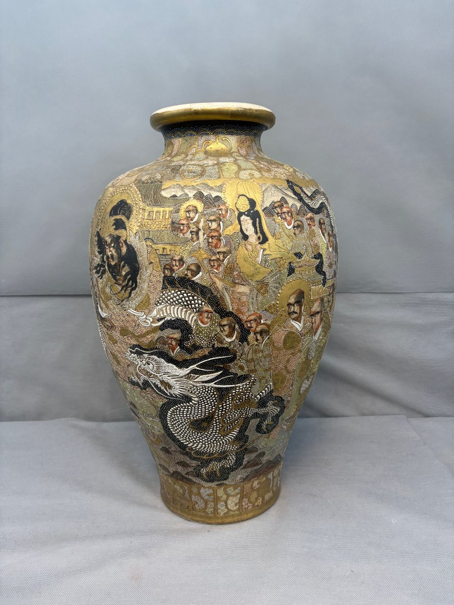 VASE SATSUMA grande taille  60  CM de haut PERIODE MEJI-photo-2